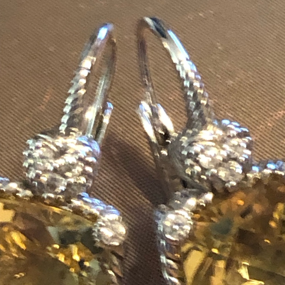 JUDITH RIPKA CANARY+DIAMONIQUE DROP EARRINGS SET IN 925 STERLING SILVER - Picture 5 of 13